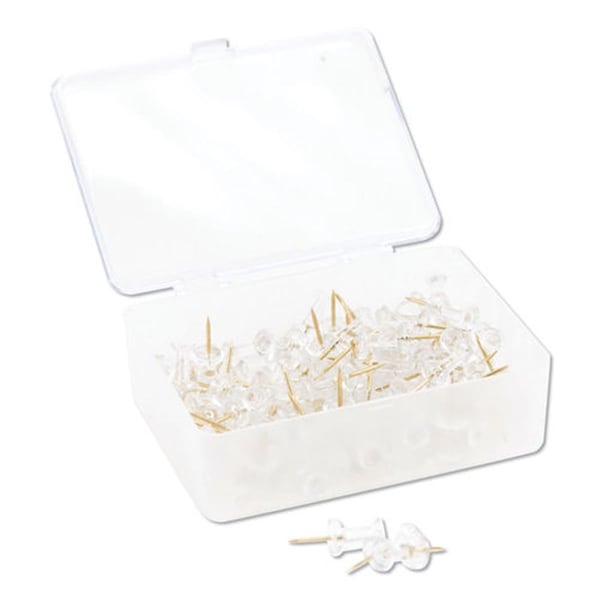 Paperperfect UBR3087U0624 0.437 in. Plastic Standard Push Pins, Clear & Gold, 100PK PA3200918 - main